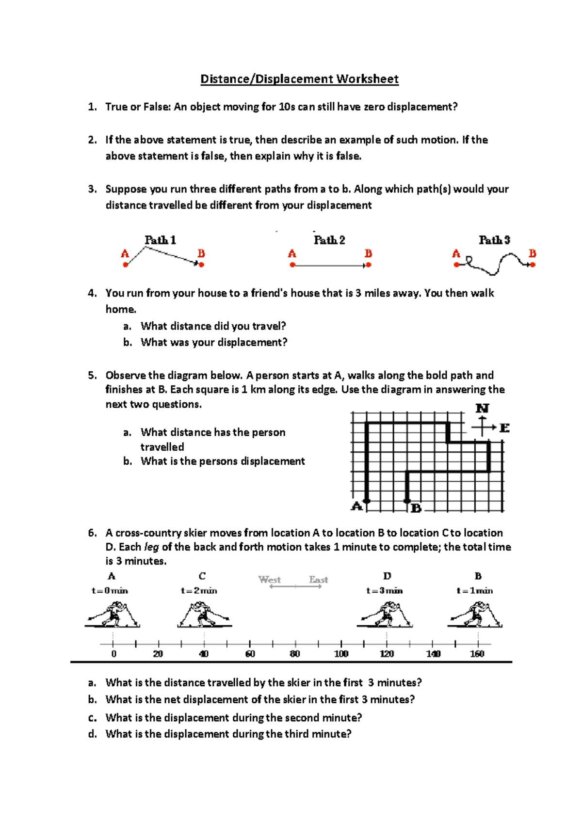 calculating distance and displacement worksheet