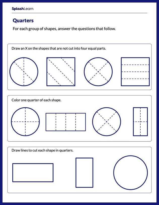 1 2 and 1 4 of shapes worksheet