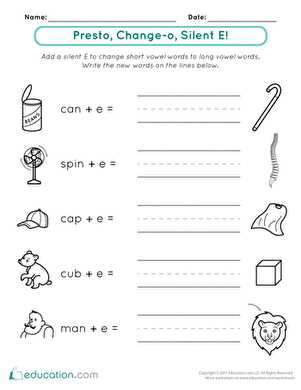 short and long e worksheets