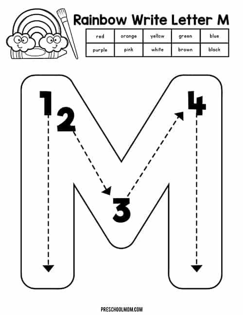 letter m worksheets for kindergarten
