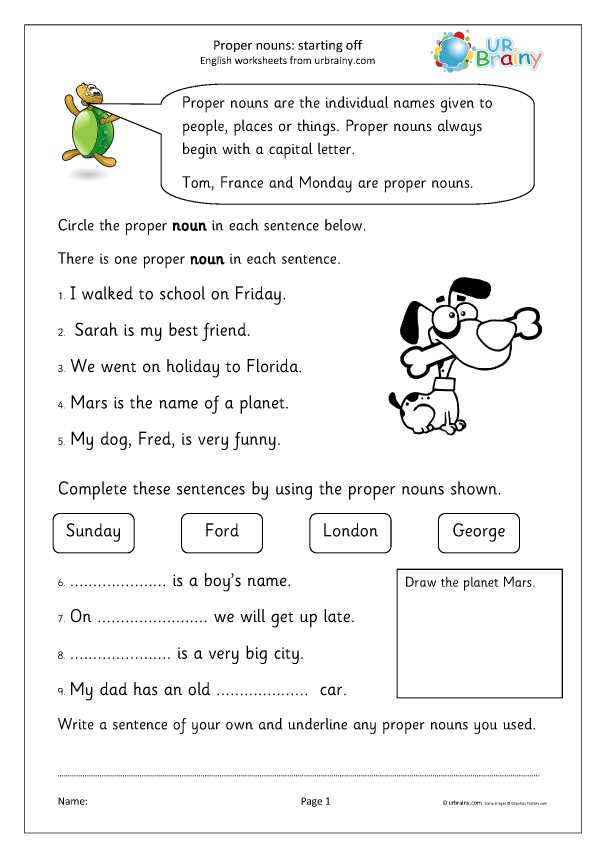 proper nouns worksheet