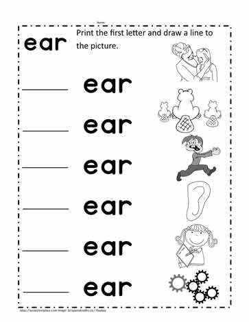 ear worksheets
