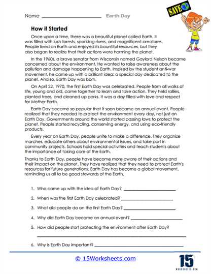 earth day reading worksheets