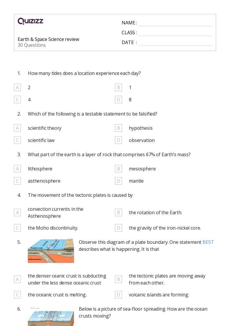 earth science lab practical review worksheet