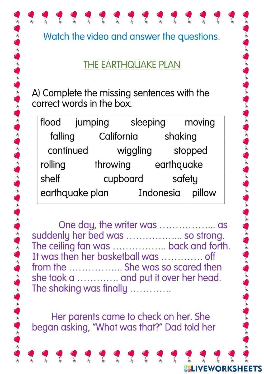earthquake worksheet ks2 earthquake worksheet ks2
