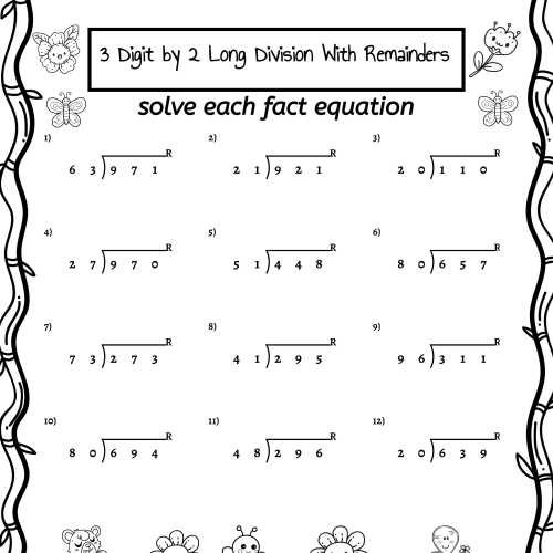 easy division worksheets with remainders
