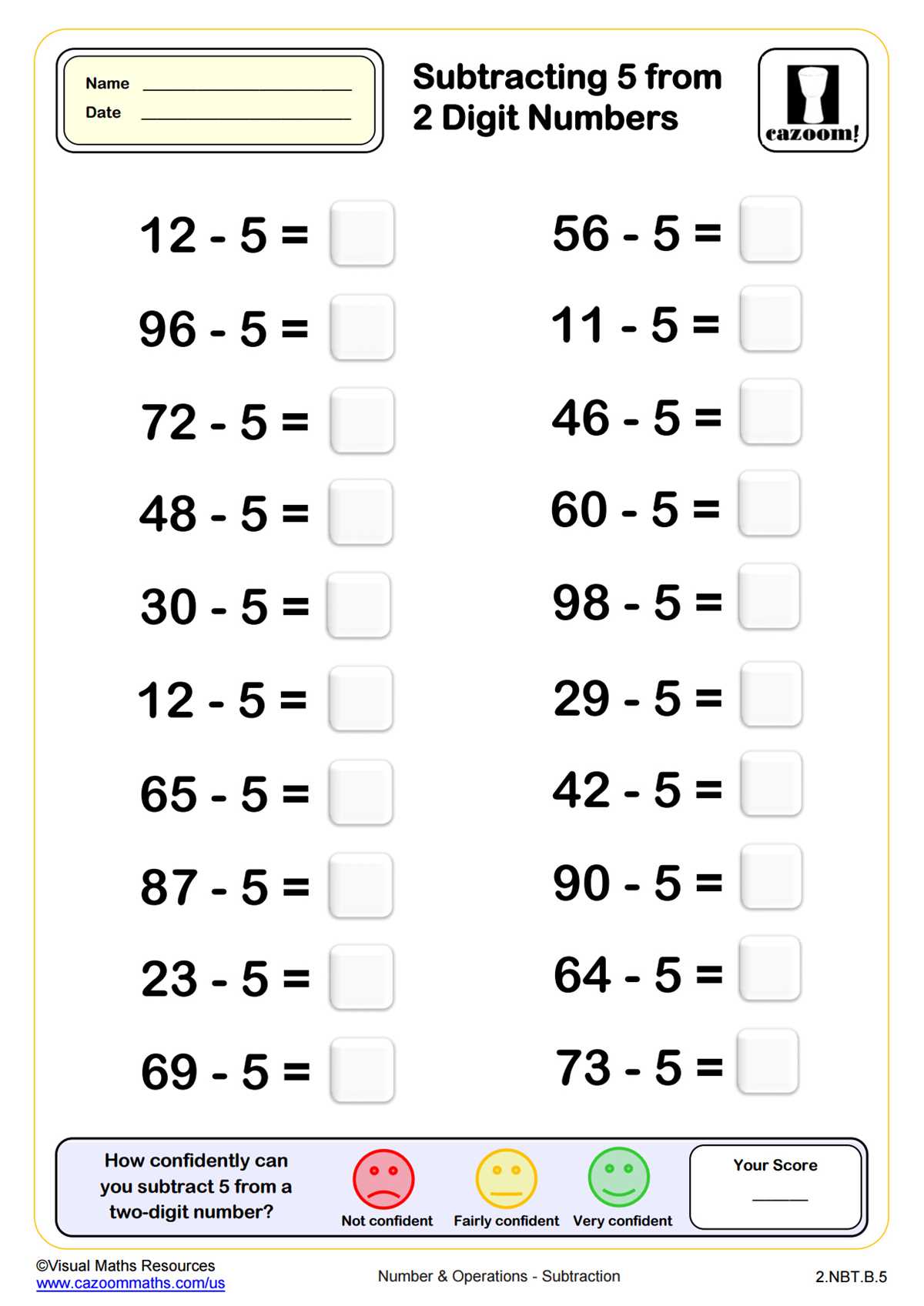 double digit subtraction worksheets