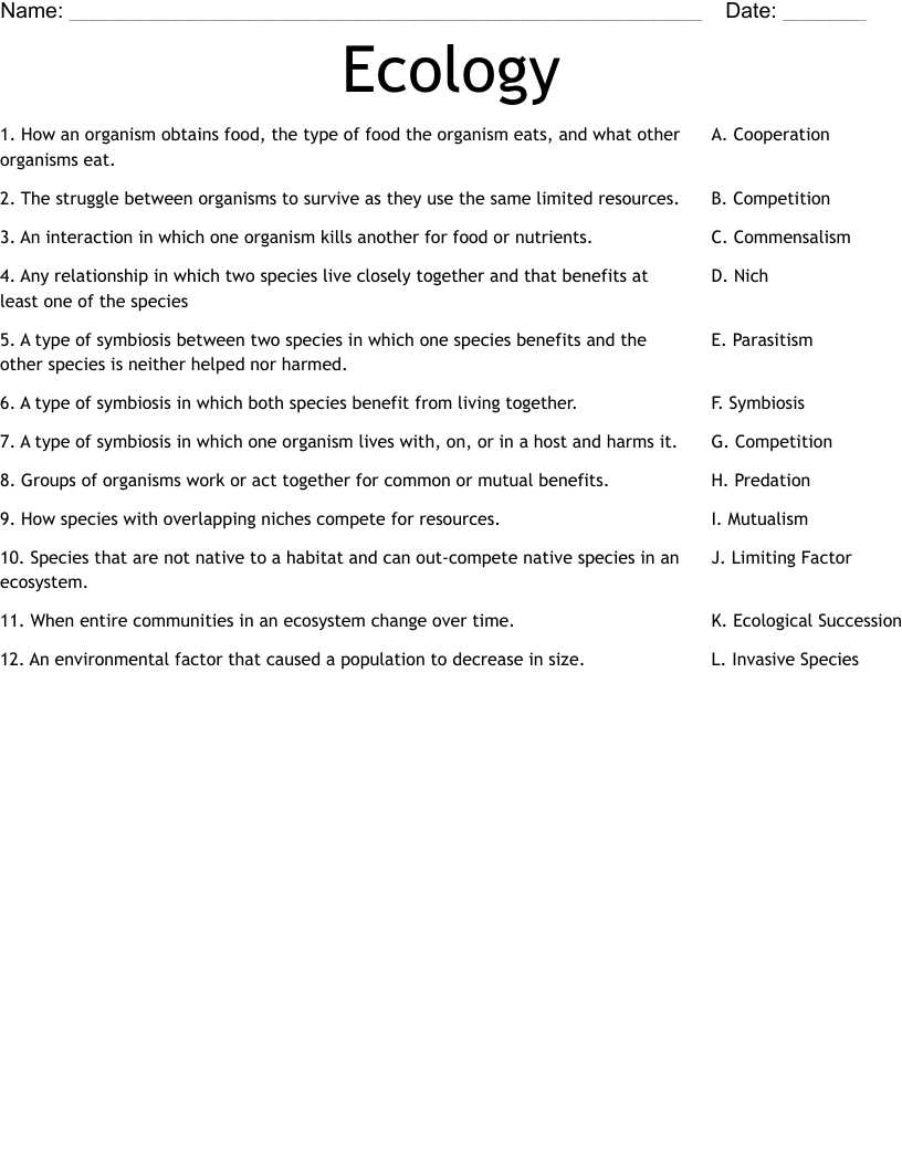 ecology worksheets ecology worksheets
