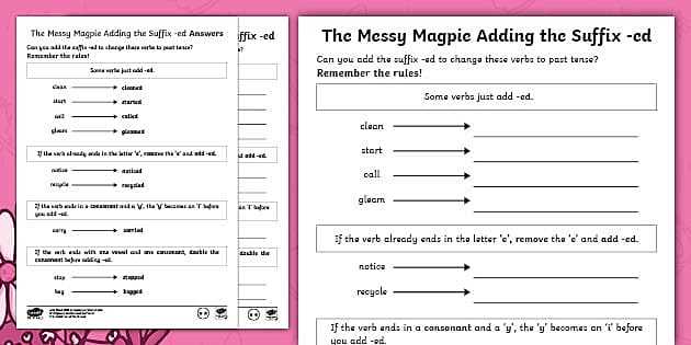 ed endings worksheet