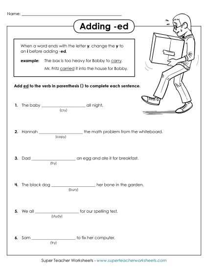 ed endings worksheet