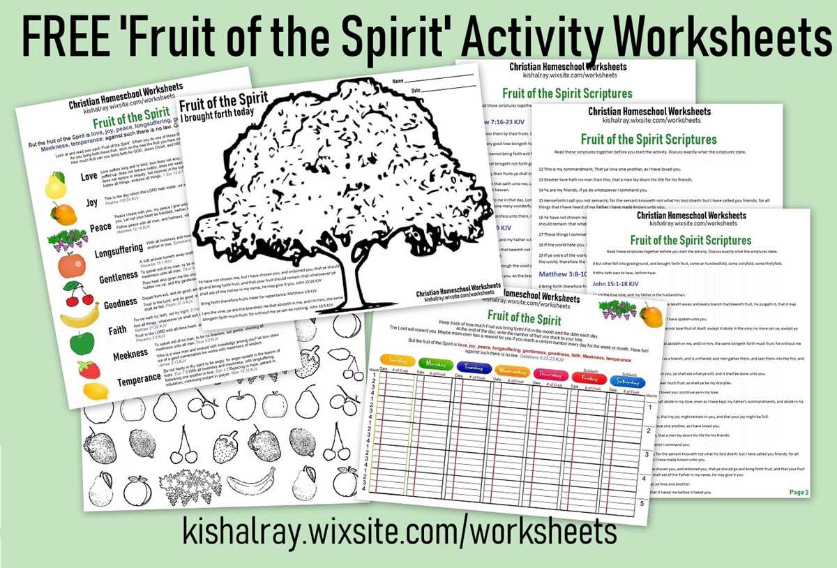 fruit of the spirit worksheets for youth