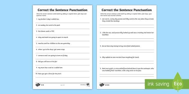 grammar and punctuation worksheets
