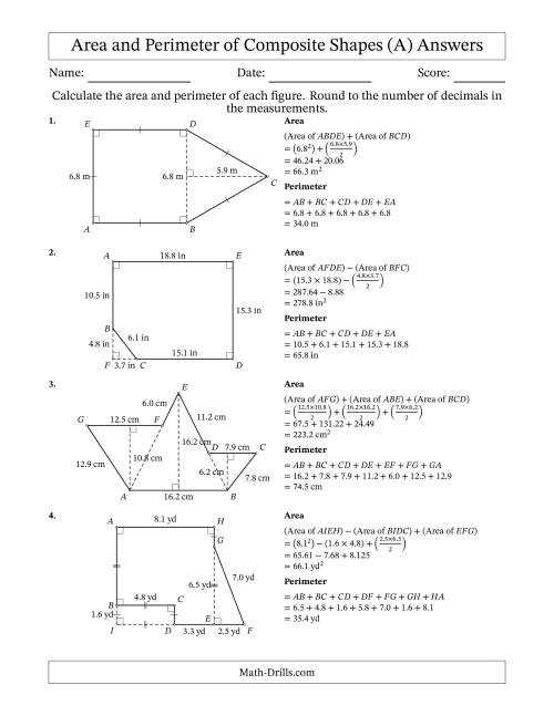 area and perimeter of composite figures worksheet
