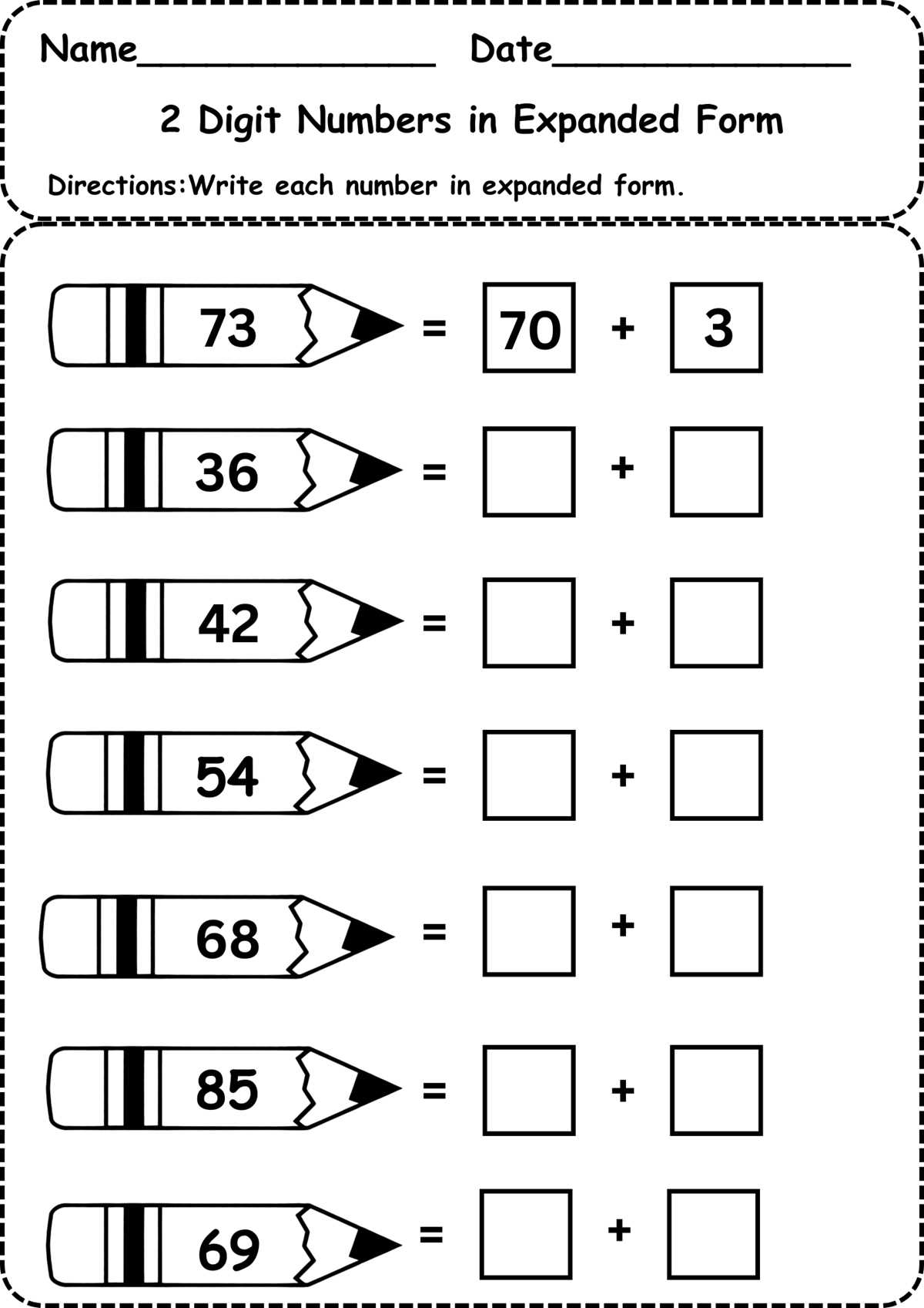 worksheet on expanded form
