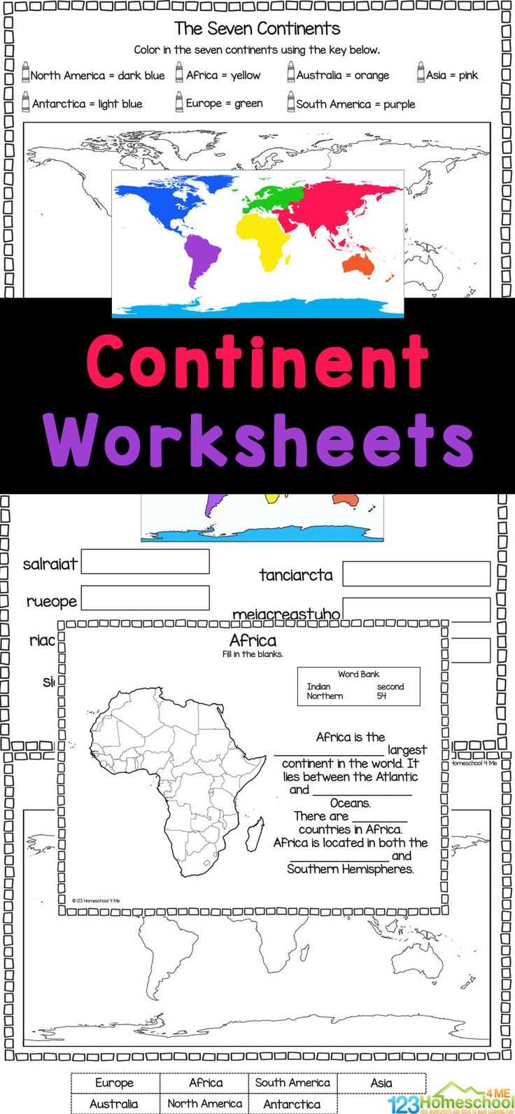continents and oceans worksheet free