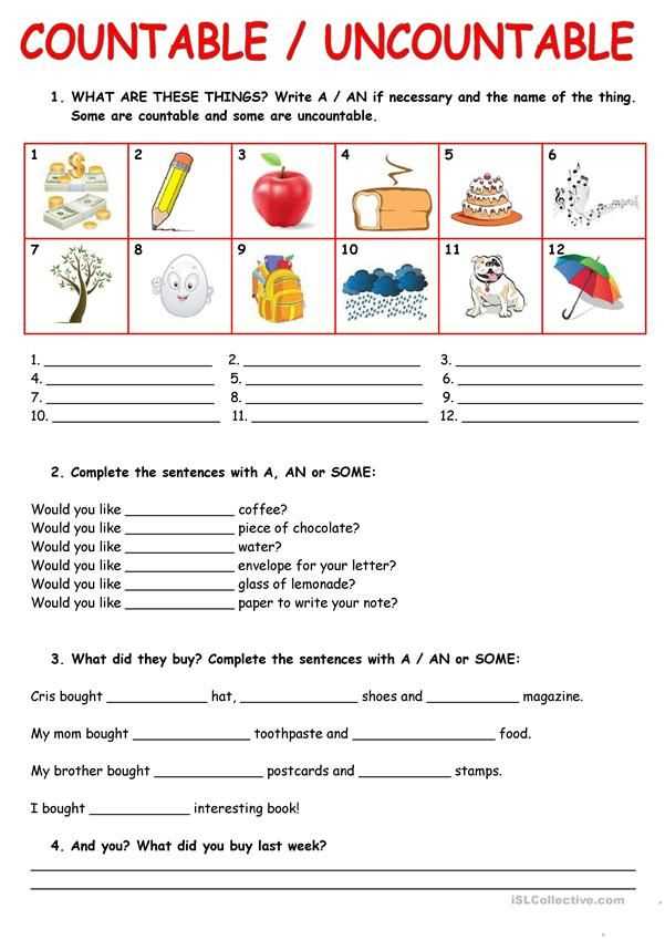 some any countable uncountable worksheet