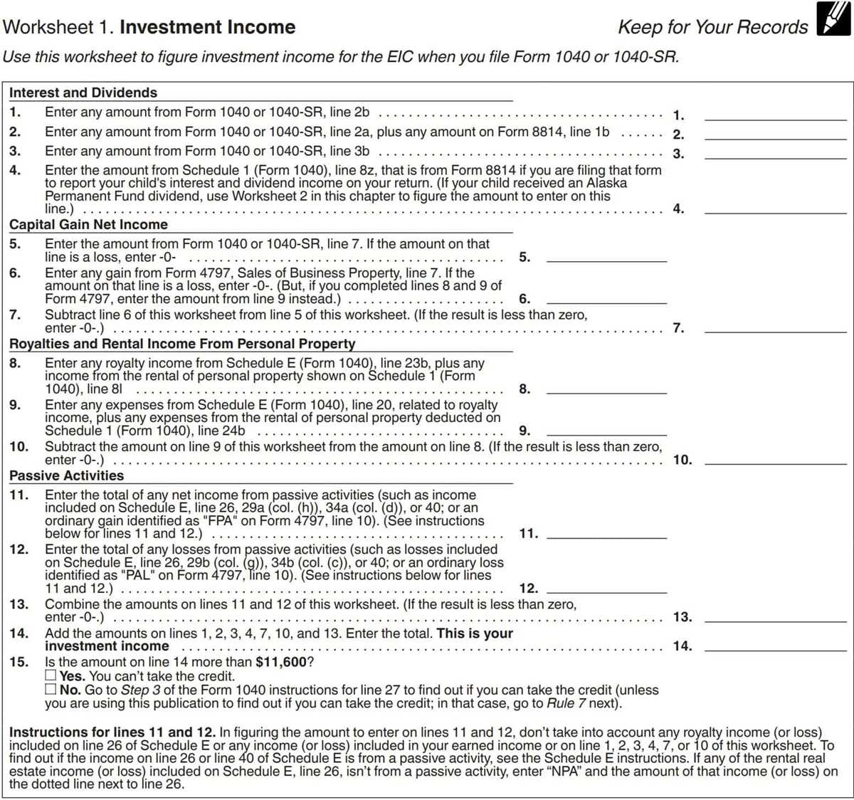 eitc worksheet