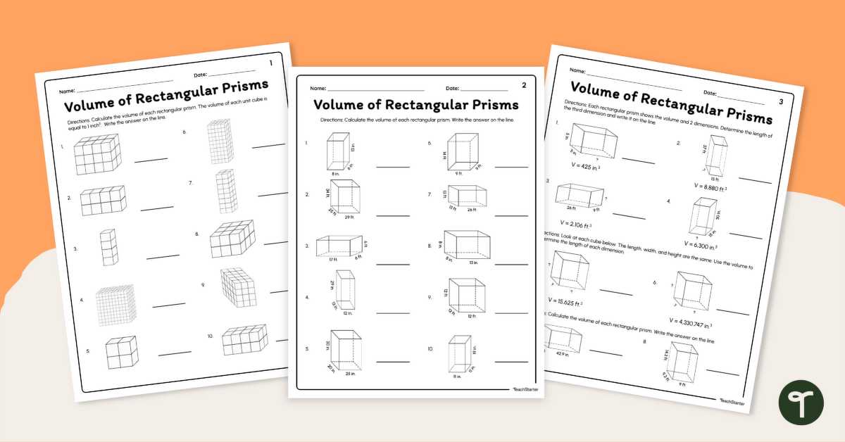 find the volume of rectangular prism worksheet