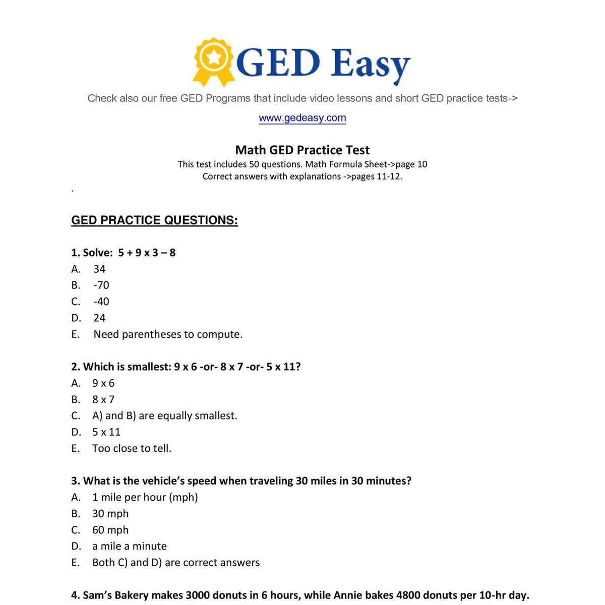 ged math worksheets