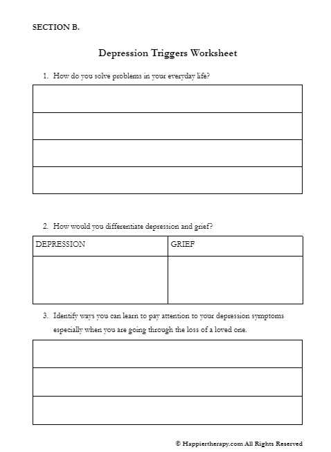 depression cbt worksheets