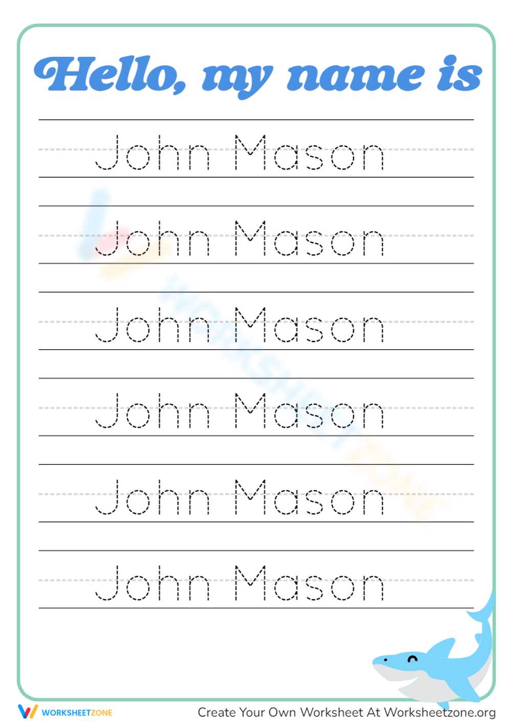 free name tracing worksheet generator