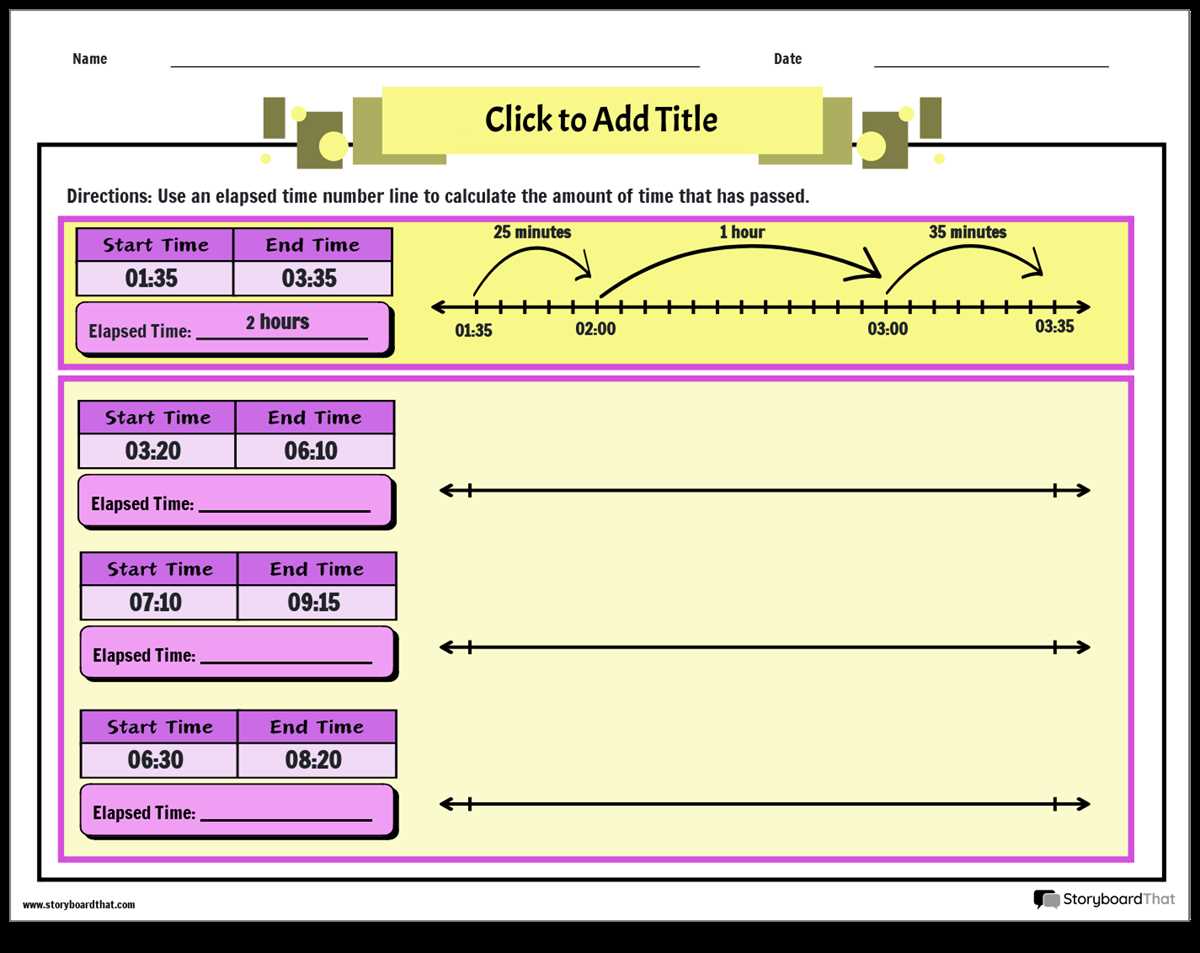 elapsed time on a number line worksheet