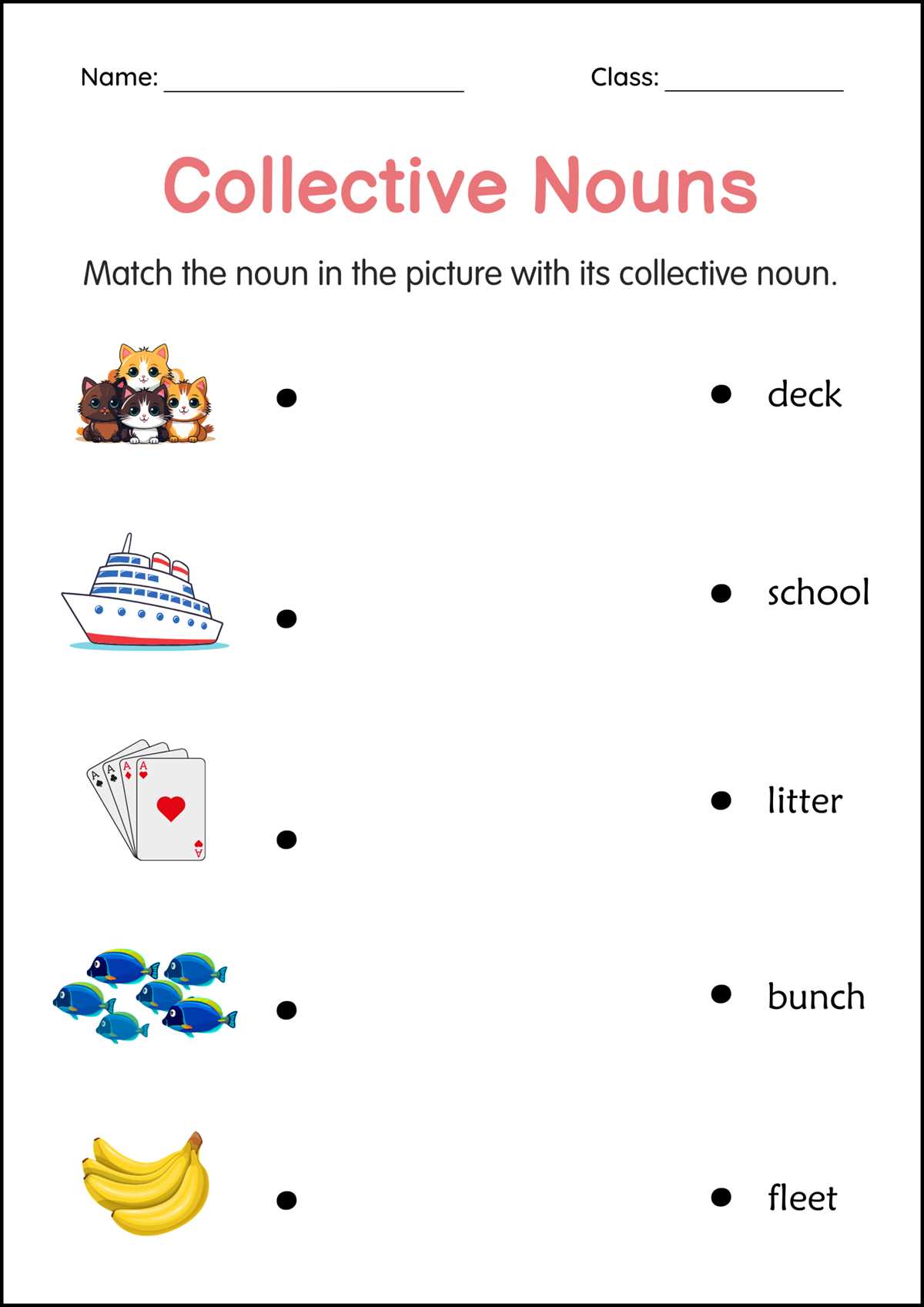 collective nouns food worksheet
