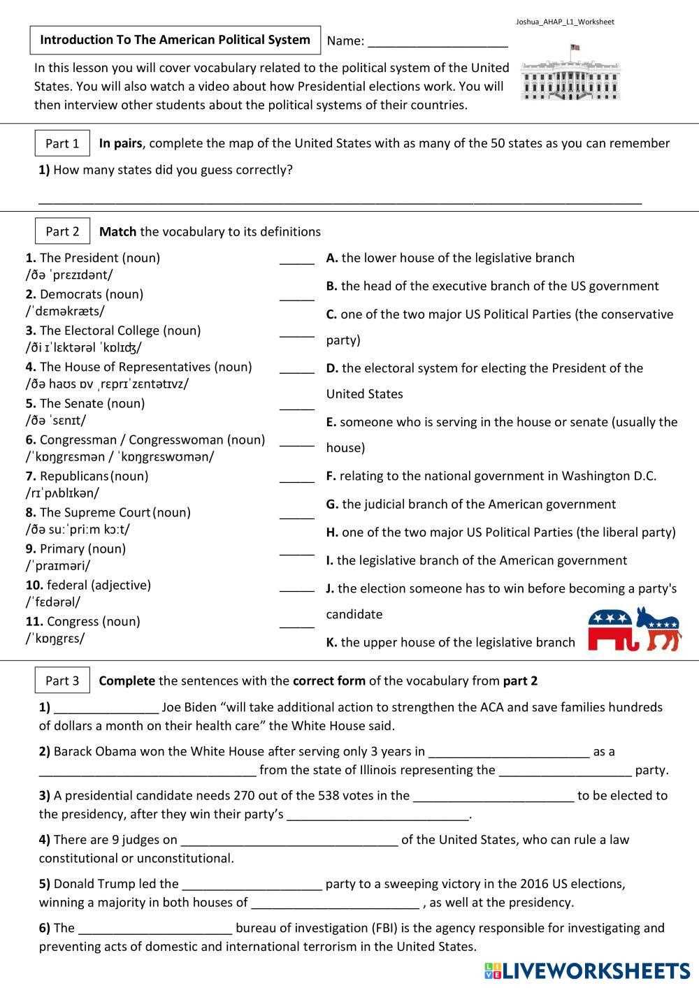 electoral college activity worksheet
