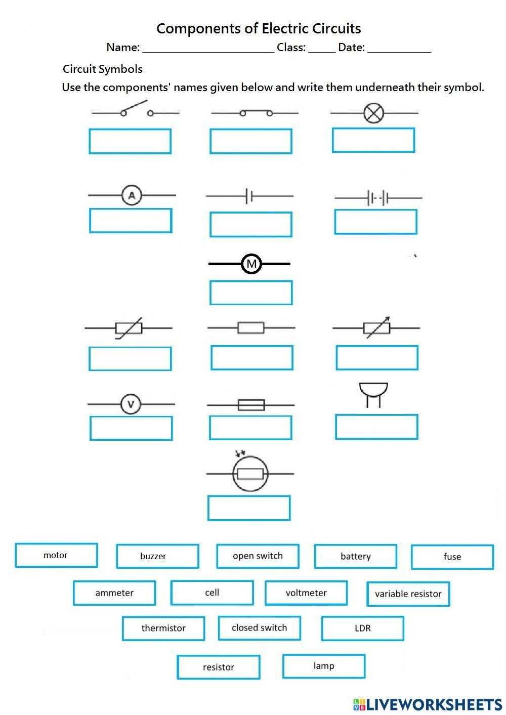 electrical circuits worksheet