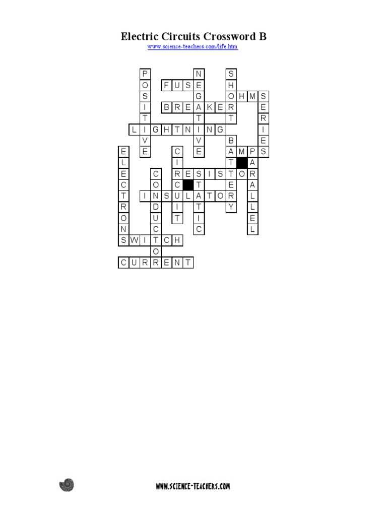 electricity crossword worksheet