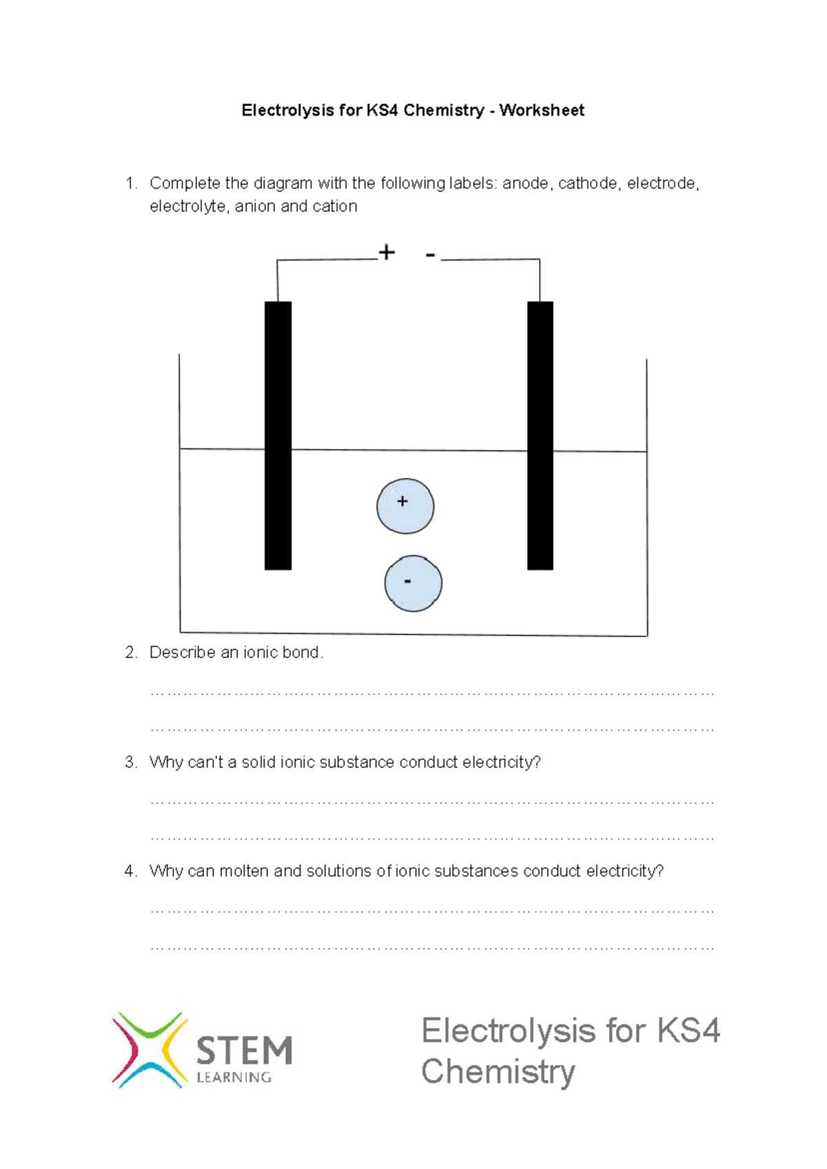 electrolysis of copper chloride worksheet