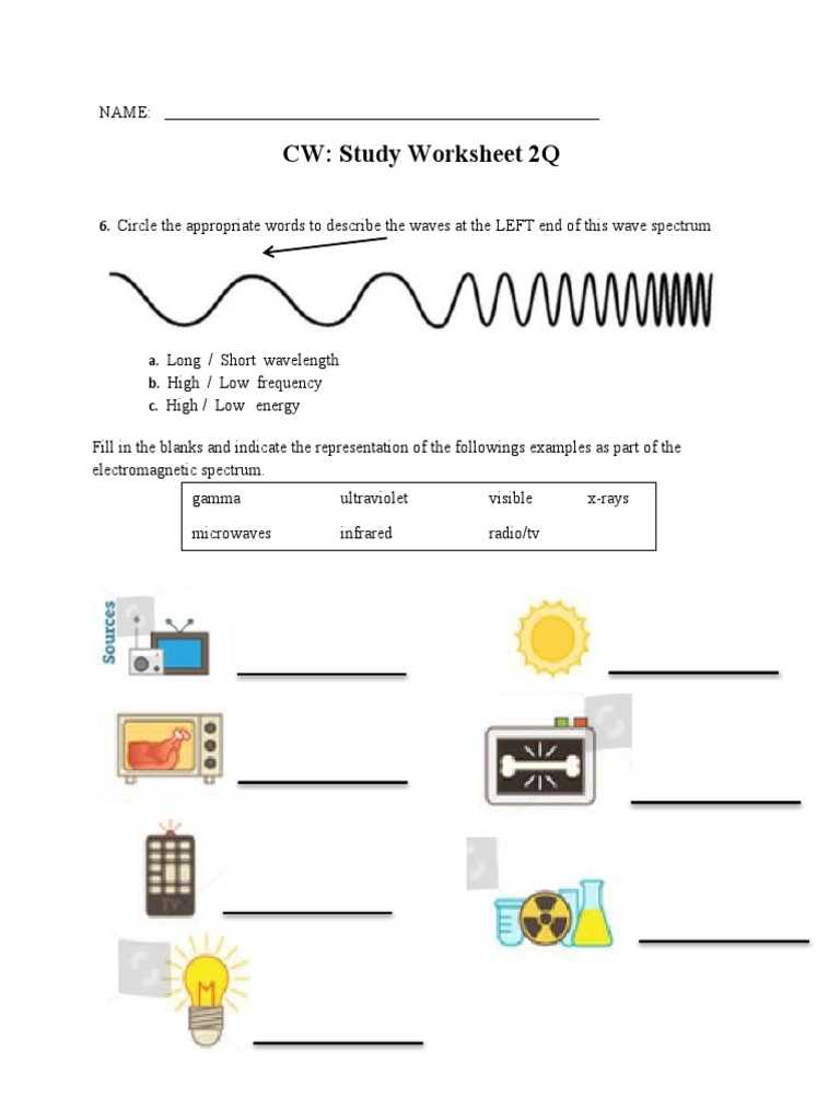 electromagnetic spectrum worksheet 1