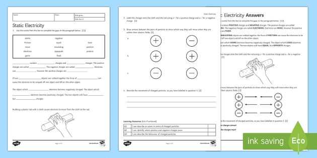 electrostatics physics worksheet