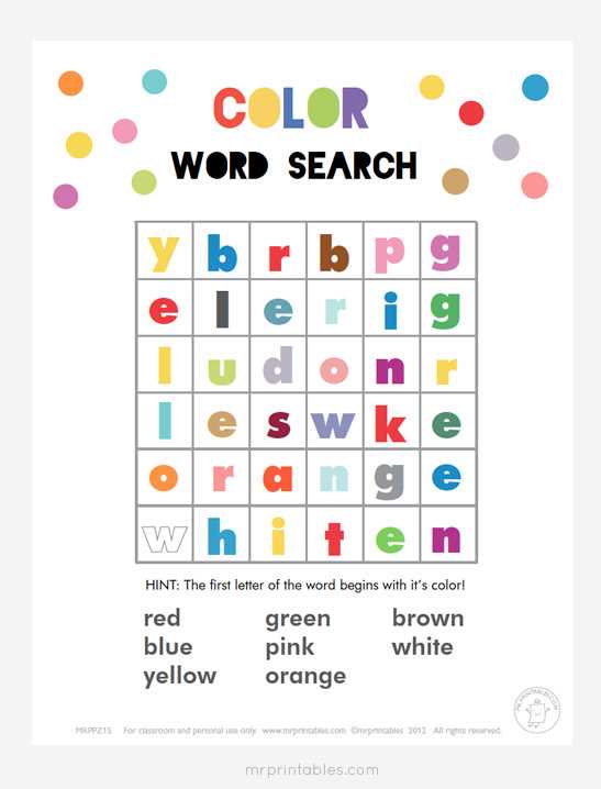 elementary word search worksheets