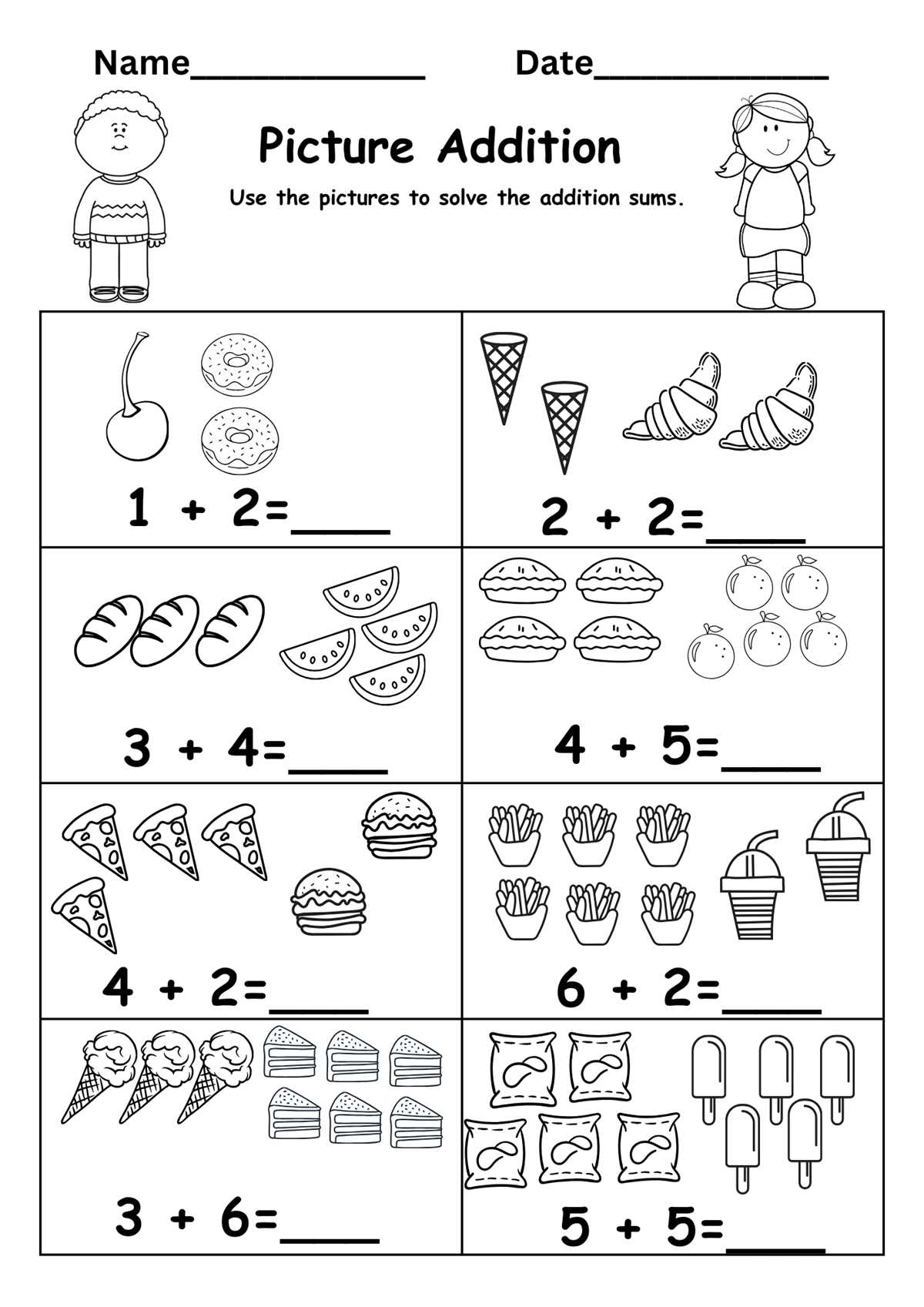 addition worksheets for kindergarten