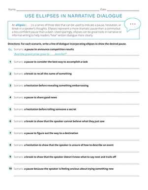 ellipsis punctuation worksheet