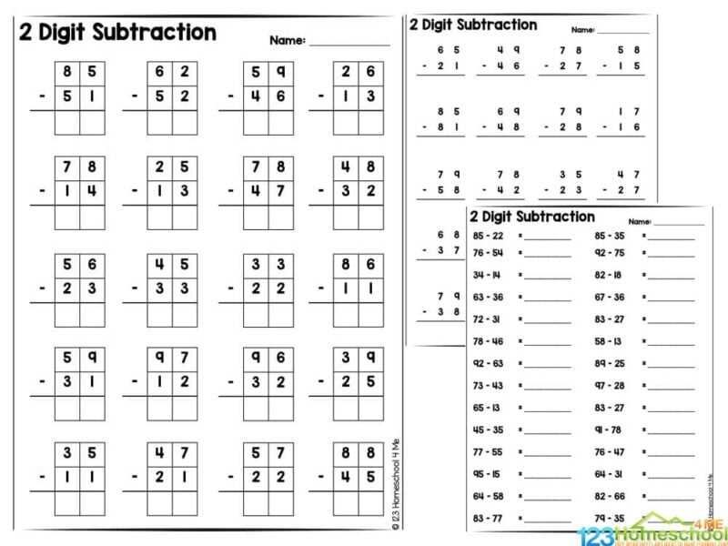 double digit subtraction worksheet