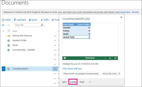 embed the excel worksheet information from cell a4