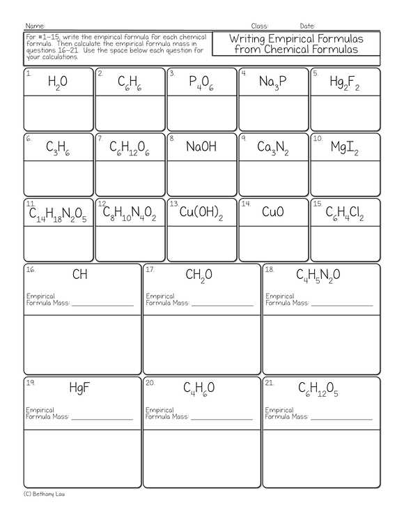 emperical formula worksheet