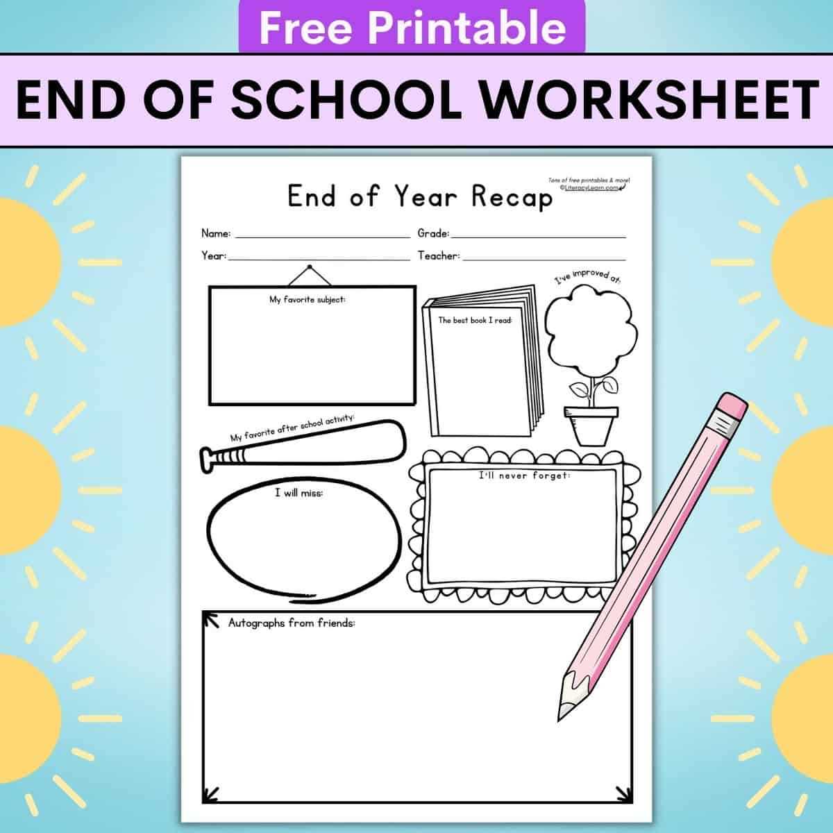 end of year worksheets elementary