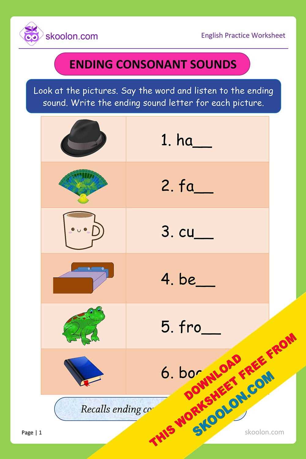 ending worksheet