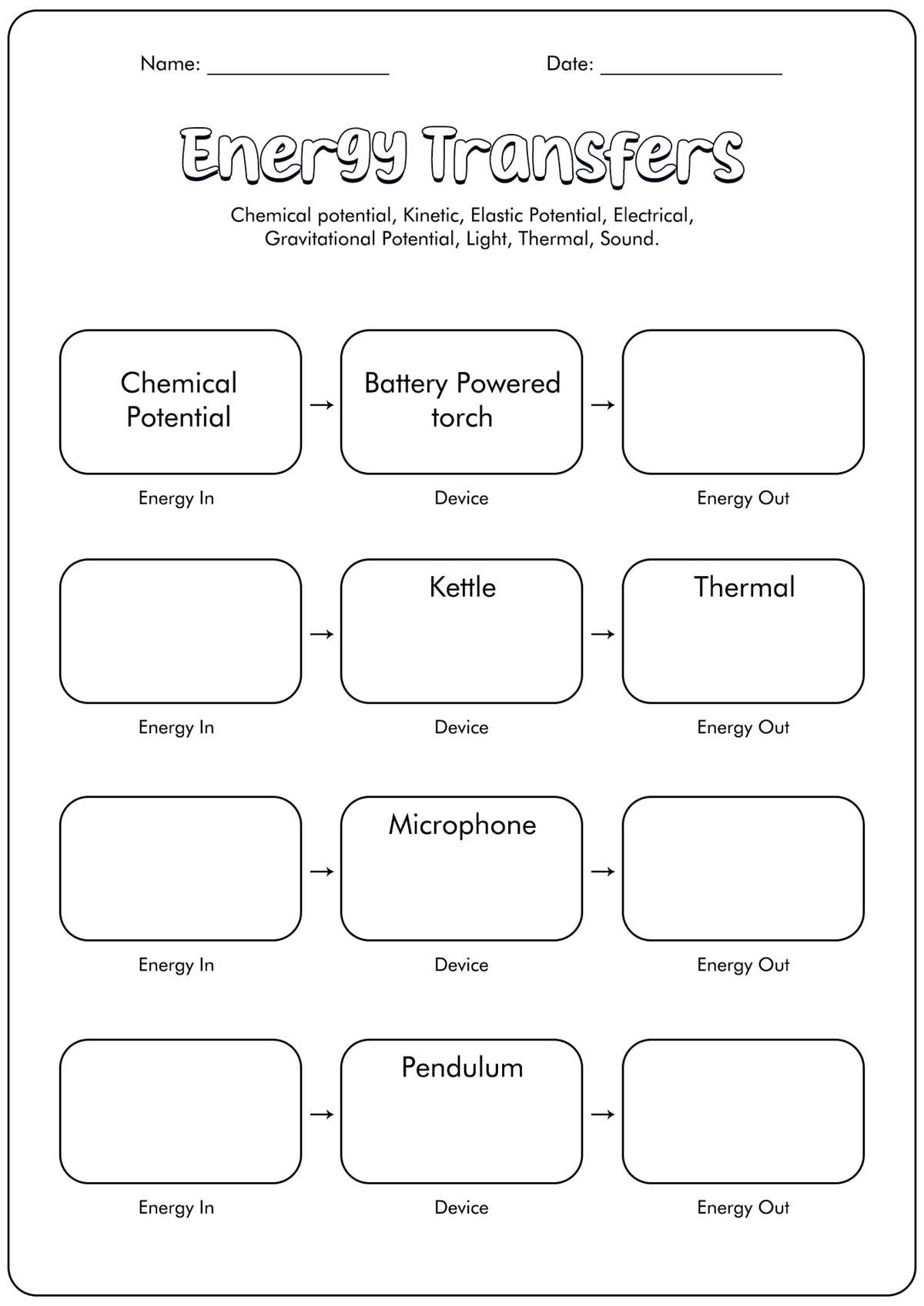 energy transfers work and power worksheet