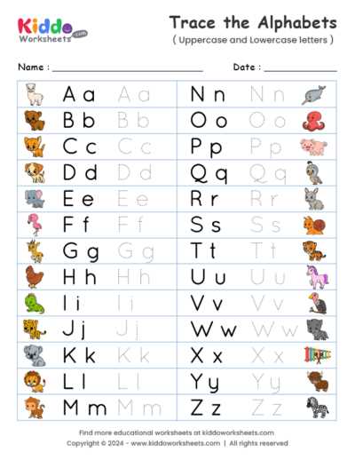 english alphabet worksheet for nursery