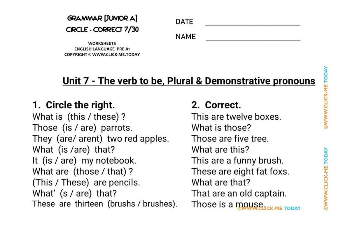 english grammar this that these those worksheet