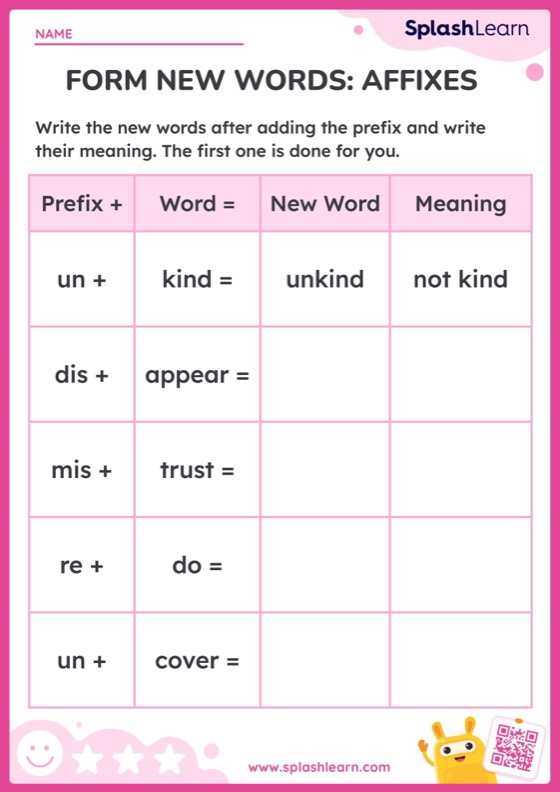 english prefix and suffix worksheet