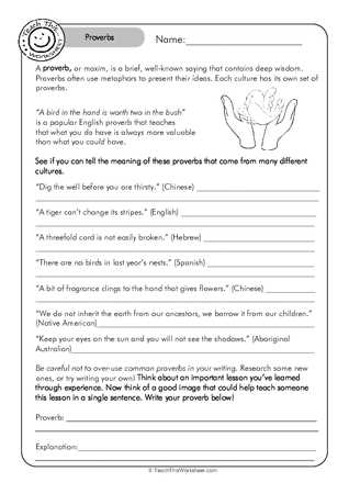 english proverbs worksheet