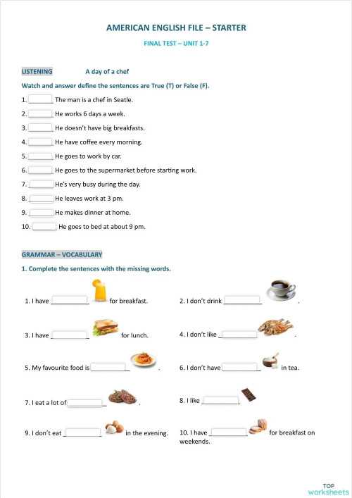 english starter worksheets