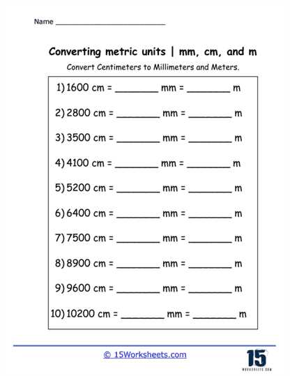 english to metric conversions worksheet