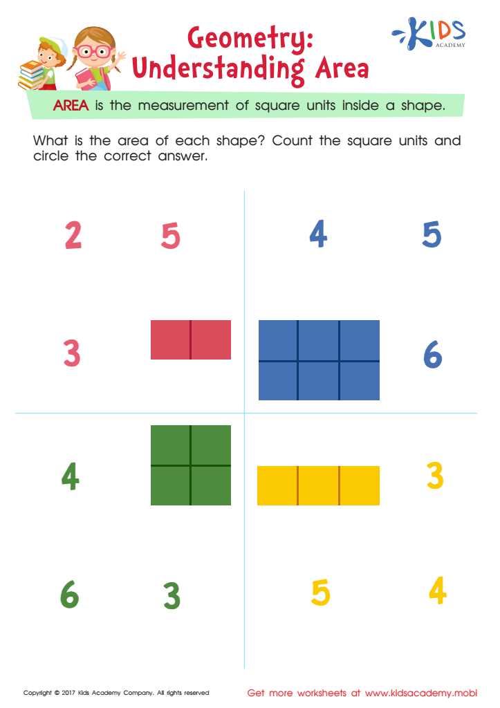 area squares worksheet
