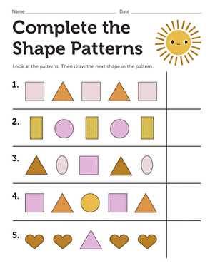 kindergarten patterns worksheet